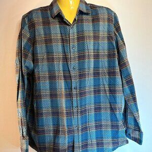 Tasso Elba Men's Woven Cotton Plaid Dress Shirt - Size Large